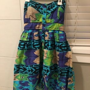 Strapless Aztec mini dress